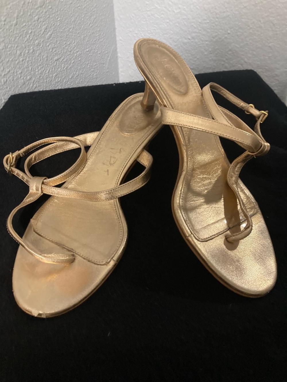 J Crew Kitten Heel Gold Sandals